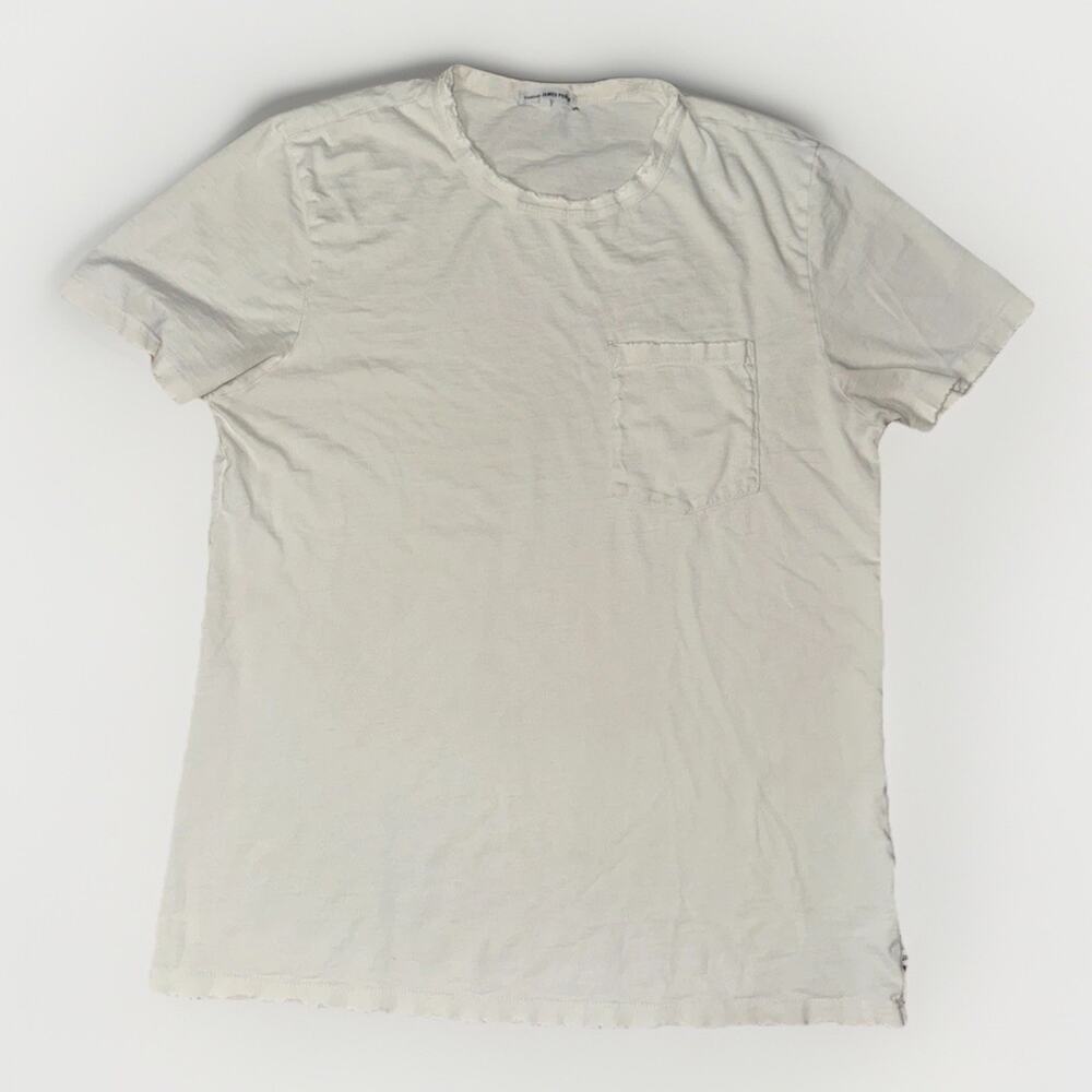 Standard James Perse Distressed Pocket T-Shirt White Size 1 20x25
